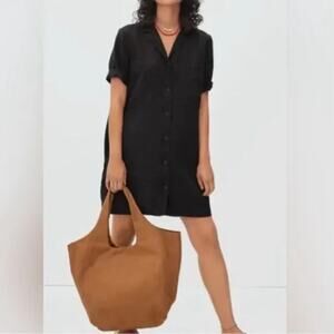 Everlane Linen Workwear Shirt Dress Dress Black Medium